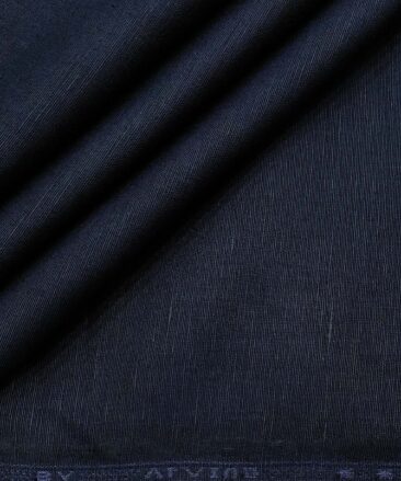 Arvind Men's Cotton Linen Self Design Unstitched Shirt Fabric (Dark Navy Blue)