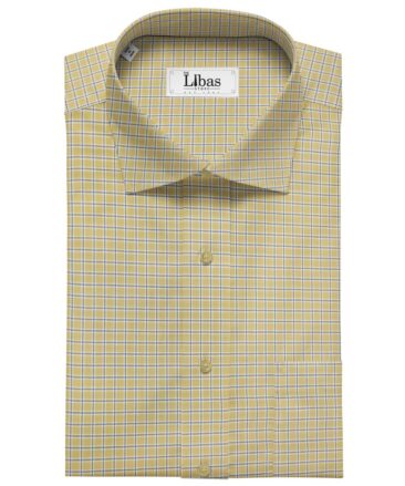 Birla Century Men's Cotton Checks 1.60 Meter Unstitched Shirt Fabric (Beigish Yellow)