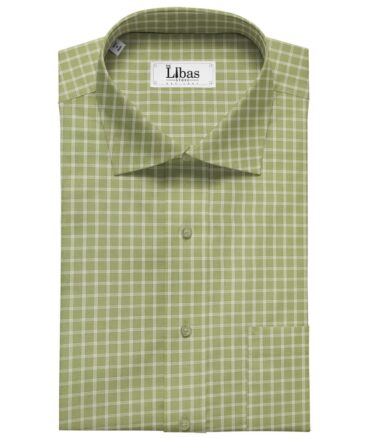 Birla Century Men's Cotton Checks 1.60 Meter Unstitched Shirt Fabric (Olive Green)