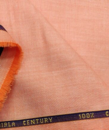 Birla Century Men's Cotton Structured 1.60 Meter Unstitched Shirt Fabric (Cantaloupe Orange)