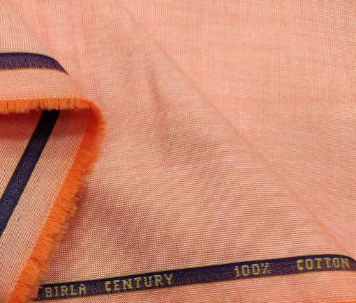 Birla Century Men's Cotton Structured 1.60 Meter Unstitched Shirt Fabric (Cantaloupe Orange)