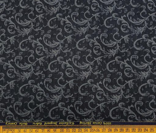 Birla Century Men's Cotton Jacquard 1.60 Meter Unstitched Shirt Fabric (Dark Blue)