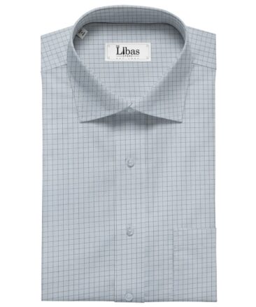 Tessitura Monti Men's Cotton Checks 1.60 Meter Unstitched Shirt Fabric (Sky Blue)