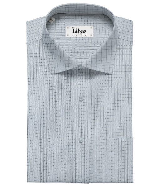 Tessitura Monti Men's Cotton Checks 1.60 Meter Unstitched Shirt Fabric (Sky Blue)