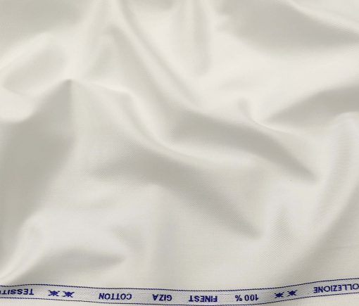 Tessitura Monti Men's Cotton Solids 1.60 Meter Unstitched Shirt Fabric (White)