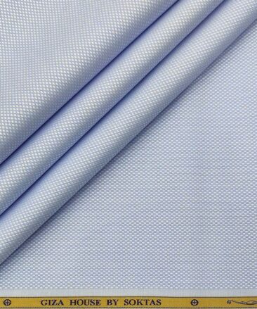 Soktas Men's Cotton Structured 1.60 Meter Unstitched Shirt Fabric (Sky Blue)