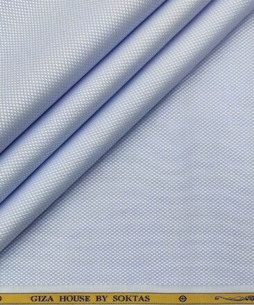 Soktas Men's Cotton Structured 1.60 Meter Unstitched Shirt Fabric (Sky Blue)