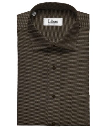 Solino Men's Cotton Structured 1.60 Meter Unstitched Shirt Fabric (Brown)