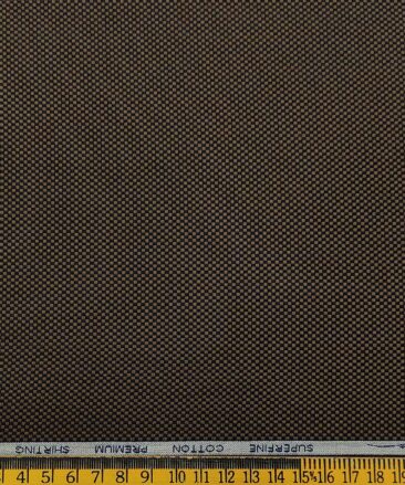 Solino Men's Cotton Structured 1.60 Meter Unstitched Shirt Fabric (Brown)