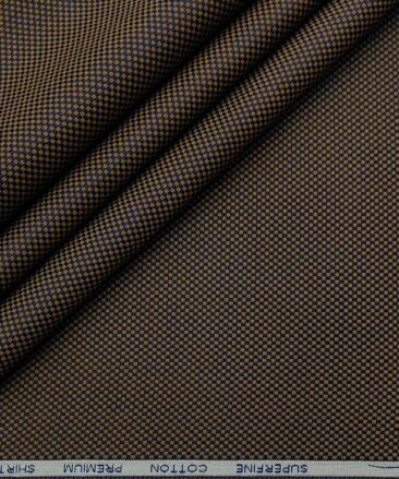 Solino Men's Cotton Structured 1.60 Meter Unstitched Shirt Fabric (Brown)