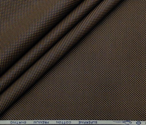 Solino Men's Cotton Structured 1.60 Meter Unstitched Shirt Fabric (Brown)