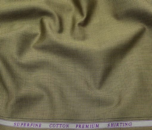 Solino Men's Cotton Structured 1.60 Meter Unstitched Shirt Fabric (Light Brown)