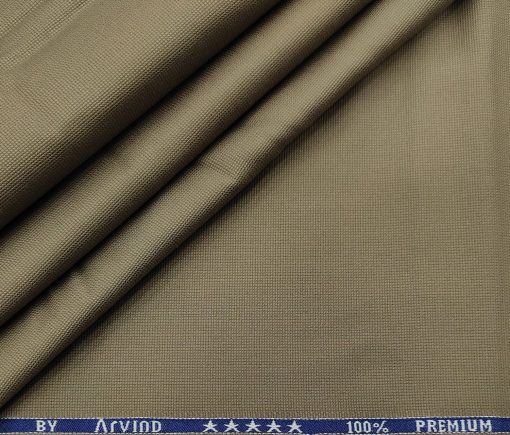 Arvind Men's Cotton Structured 1.30 Meter Unstitched Trouser Fabric (Light Brown)