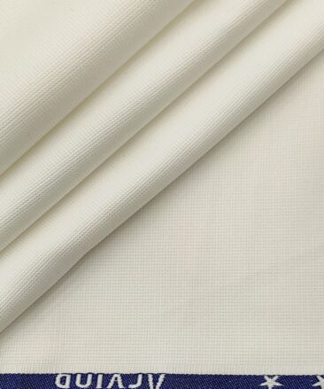 Arvind Men's Cotton Structured 1.30 Meter Unstitched Trouser Fabric (White)