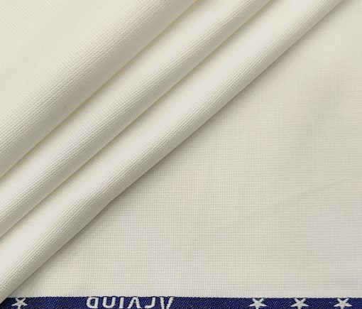 Arvind Men's Cotton Structured 1.30 Meter Unstitched Trouser Fabric (White)