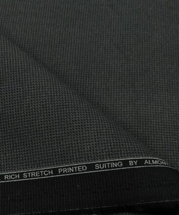 Almonti Men's Cotton Printed 1.30 Meter Unstitched Trouser Fabric (Dark Grey)