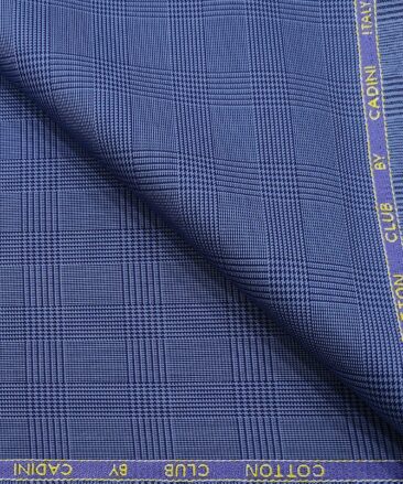 Cadini Men's Cotton Self Design 1.30 Meter Unstitched Trouser Fabric (Blue)