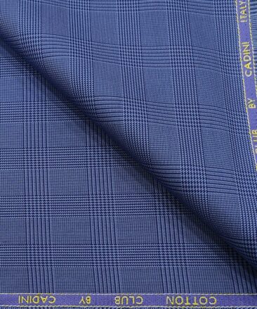 Cadini Men's Cotton Self Design 1.30 Meter Unstitched Trouser Fabric (Blue)