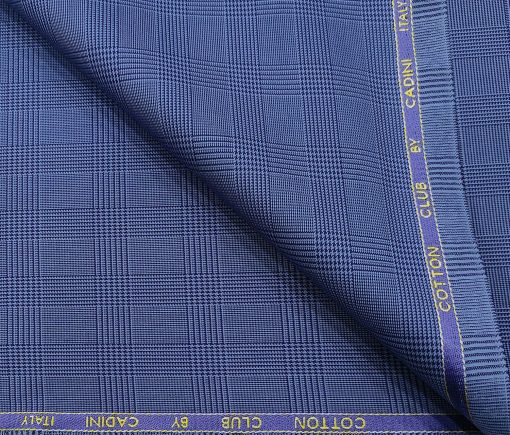 Cadini Men's Cotton Self Design 1.30 Meter Unstitched Trouser Fabric (Blue)