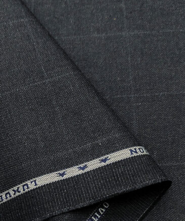 Raymond Men's Cotton Checks 1.35 Meter Unstitched Trouser Fabric (Dark Blueish Grey)