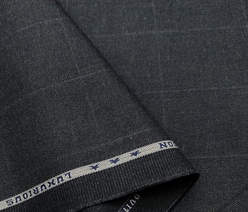 Raymond Men's Cotton Checks 1.35 Meter Unstitched Trouser Fabric (Dark Blueish Grey)