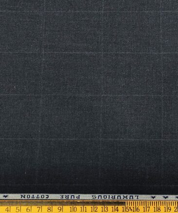 Raymond Men's Cotton Checks 1.35 Meter Unstitched Trouser Fabric (Dark Blueish Grey)