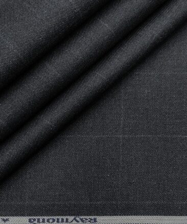 Raymond Men's Cotton Checks 1.35 Meter Unstitched Trouser Fabric (Dark Blueish Grey)