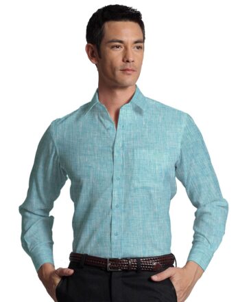 Burgoyne Men's Linen Solids Unstitched Shirting Fabric (Arctic Blue)