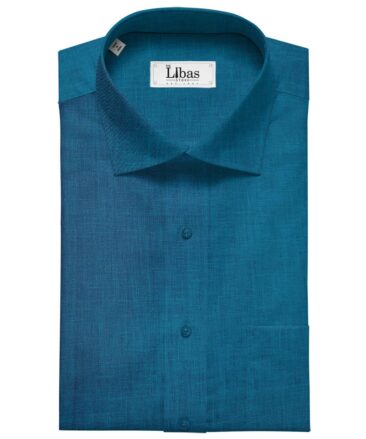 Burgoyne Men's Linen Solids Unstitched Shirting Fabric (Dark Firozi Blue)