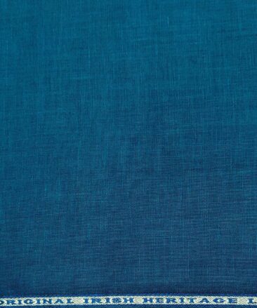 Burgoyne Men's Linen Solids Unstitched Shirting Fabric (Dark Firozi Blue)