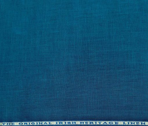 Burgoyne Men's Linen Solids Unstitched Shirting Fabric (Dark Firozi Blue)