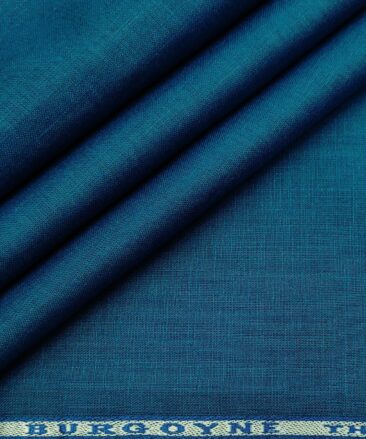 Burgoyne Men's Linen Solids Unstitched Shirting Fabric (Dark Firozi Blue)