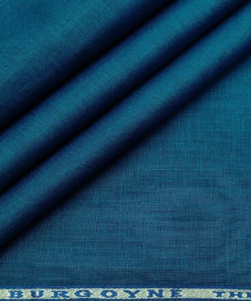 Burgoyne Men's Linen Solids Unstitched Shirting Fabric (Dark Firozi Blue)