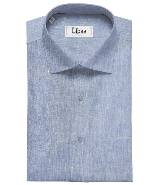 Burgoyne Men's Linen Solids Unstitched Shirting Fabric (Sky Blue)