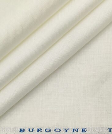 Burgoyne Men's Linen Solids Unstitched Shirting Fabric (Milky White)