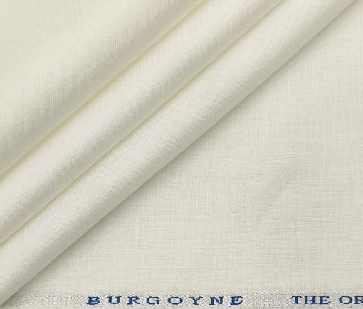 Burgoyne Men's Linen Solids Unstitched Shirting Fabric (Milky White)