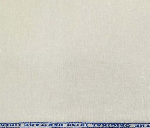 Burgoyne Men's Linen Solids Unstitched Shirting Fabric (Milky White)