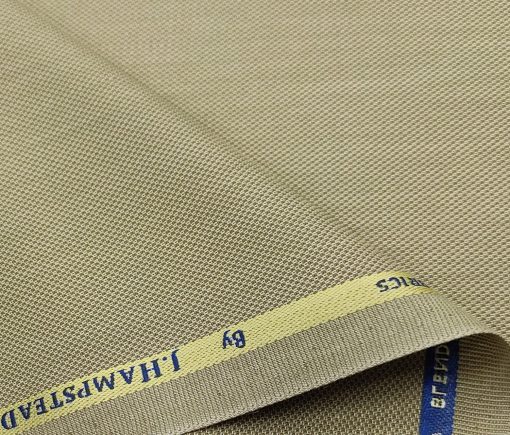 J.Hampstead Men's Polyester Viscose Structured Unstitched Suiting Fabric (Beige)