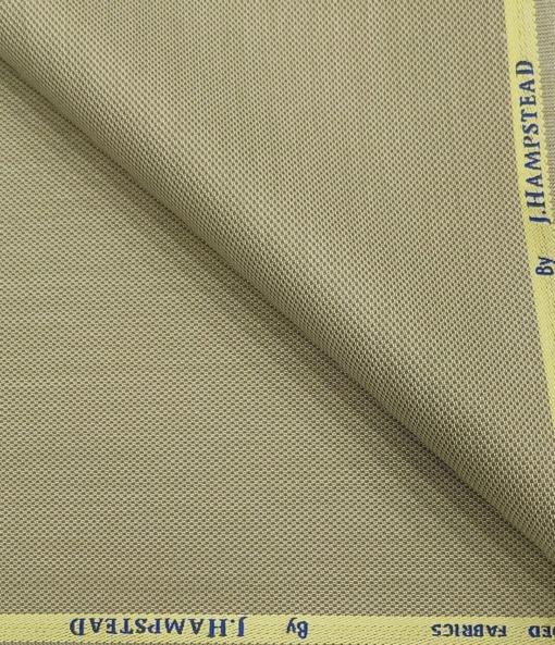 J.Hampstead Men's Polyester Viscose Structured Unstitched Suiting Fabric (Beige)