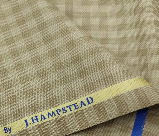 J.Hampstead Men's Polyester Viscose Checks Unstitched Suiting Fabric (Beige)