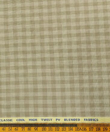 J.Hampstead Men's Polyester Viscose Checks Unstitched Suiting Fabric (Beige)