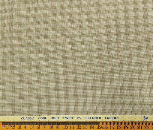 J.Hampstead Men's Polyester Viscose Checks Unstitched Suiting Fabric (Beige)