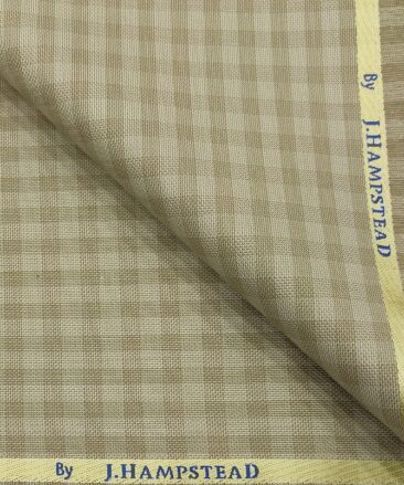 J.Hampstead Men's Polyester Viscose Checks Unstitched Suiting Fabric (Beige)