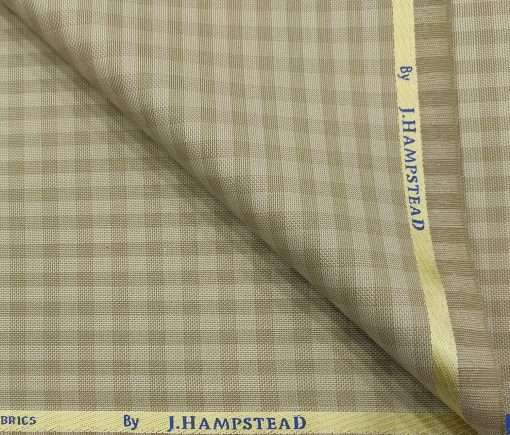 J.Hampstead Men's Polyester Viscose Checks Unstitched Suiting Fabric (Beige)