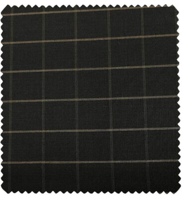 J.Hampstead Men's Polyester Viscose Checks Unstitched Suiting Fabric (Black)