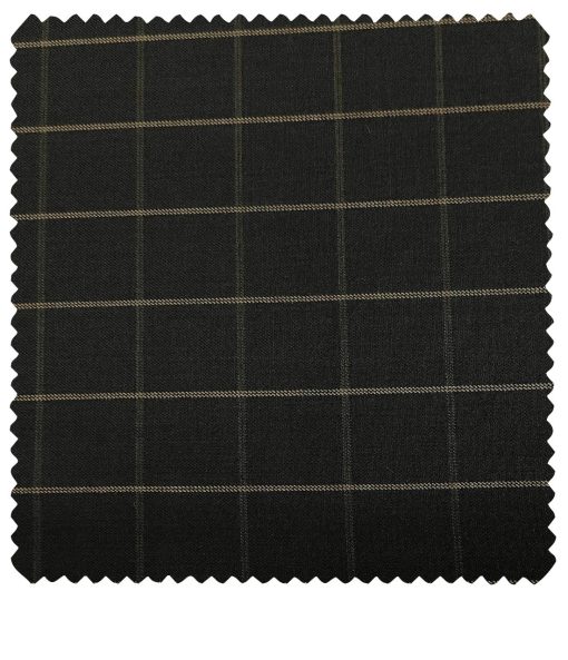 J.Hampstead Men's Polyester Viscose Checks Unstitched Suiting Fabric (Black)