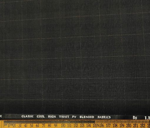 J.Hampstead Men's Polyester Viscose Checks Unstitched Suiting Fabric (Black)