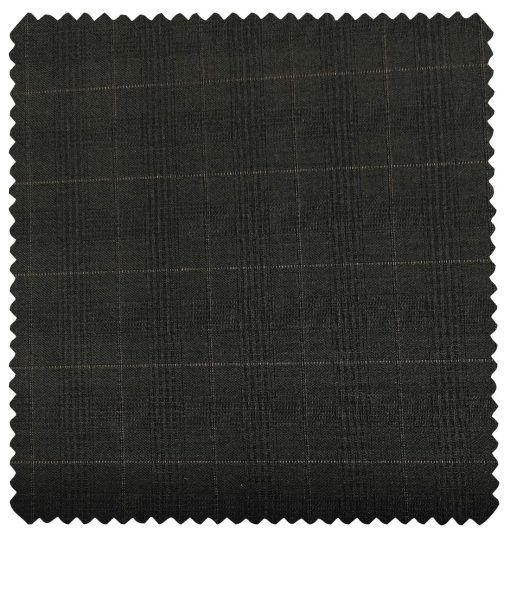 J.Hampstead Men's Polyester Viscose Checks Unstitched Suiting Fabric (Black)