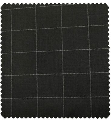 J.Hampstead Men's Polyester Viscose Checks Unstitched Suiting Fabric (Black)