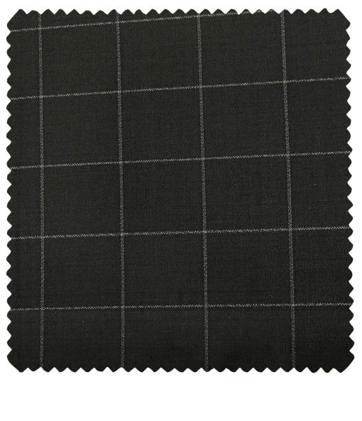 J.Hampstead Men's Polyester Viscose Checks Unstitched Suiting Fabric (Black)